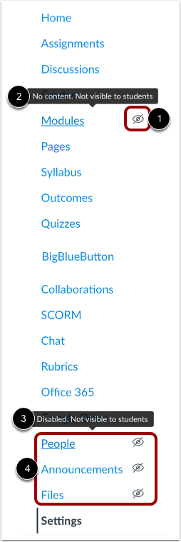 View Course Navigation Links