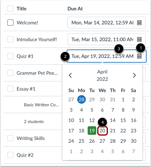 Edit Individual Assignment Dates