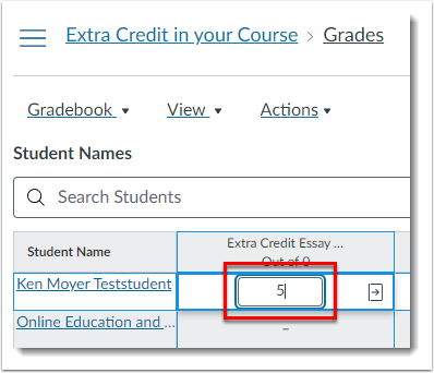 Grades awarding 5 points