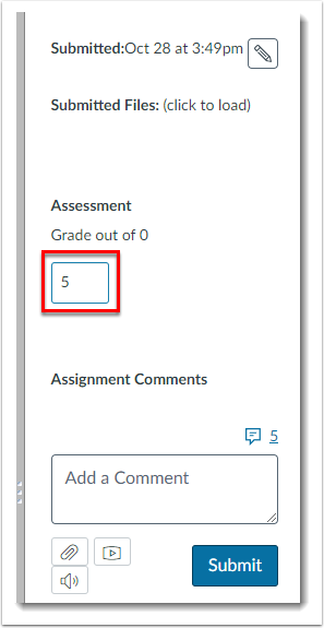 SpeedGrader awarding 5 points