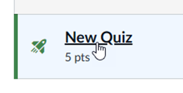 A hand cursor clicking the New Quiz link.