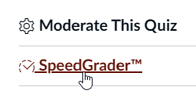 A hand cursor clicking the SpeedGrader link.