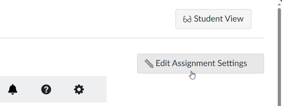 Upper right section of the Canvas assignment details page containing a cursor hovering over "edit assignment settings."