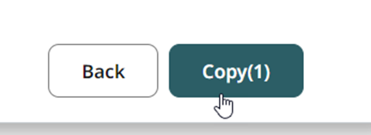 Select assignment window buttons for back and copy. A cursor is hovering over the copy button.