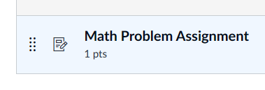 Canvas assignment called, "Math Problem Assignment."