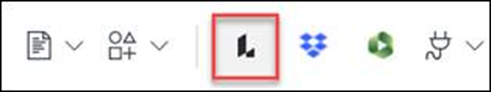 Rich content editor toolbar. The toolbar displays a few button. An "L" button, in the style of Lucid's logo, is highlighted.