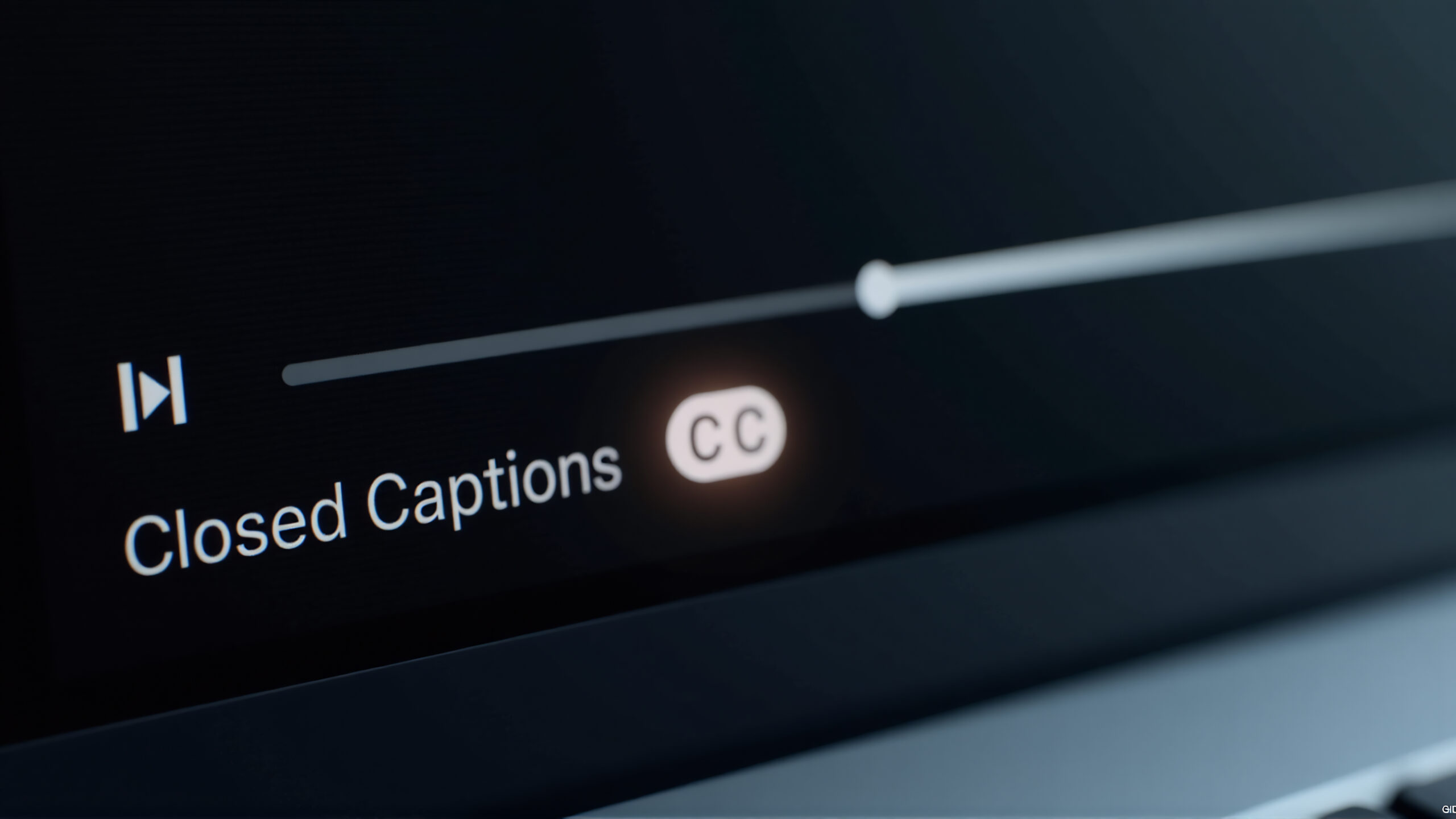 Closed caption on a video player screenshot